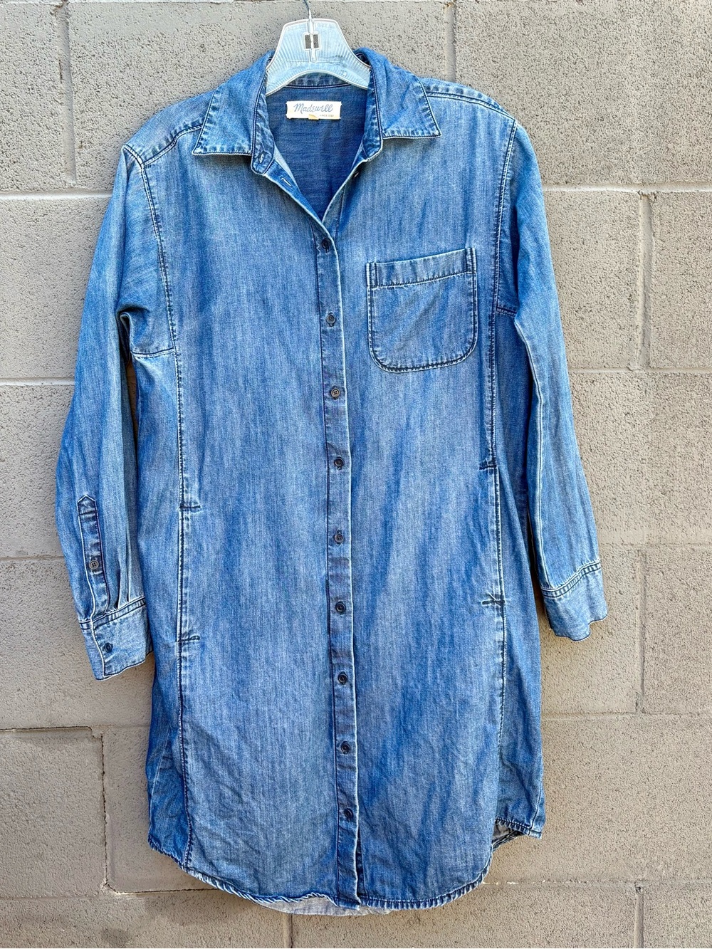Madewell Blue Denim Button-Front Shirt Dress